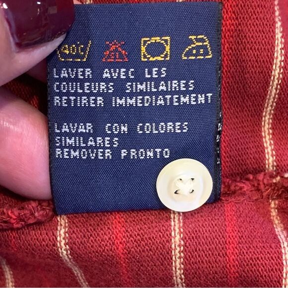 Vintage Tommy Hilfiger Dark Red Striped Polo Shirt Size XL - Picture 7 of 10